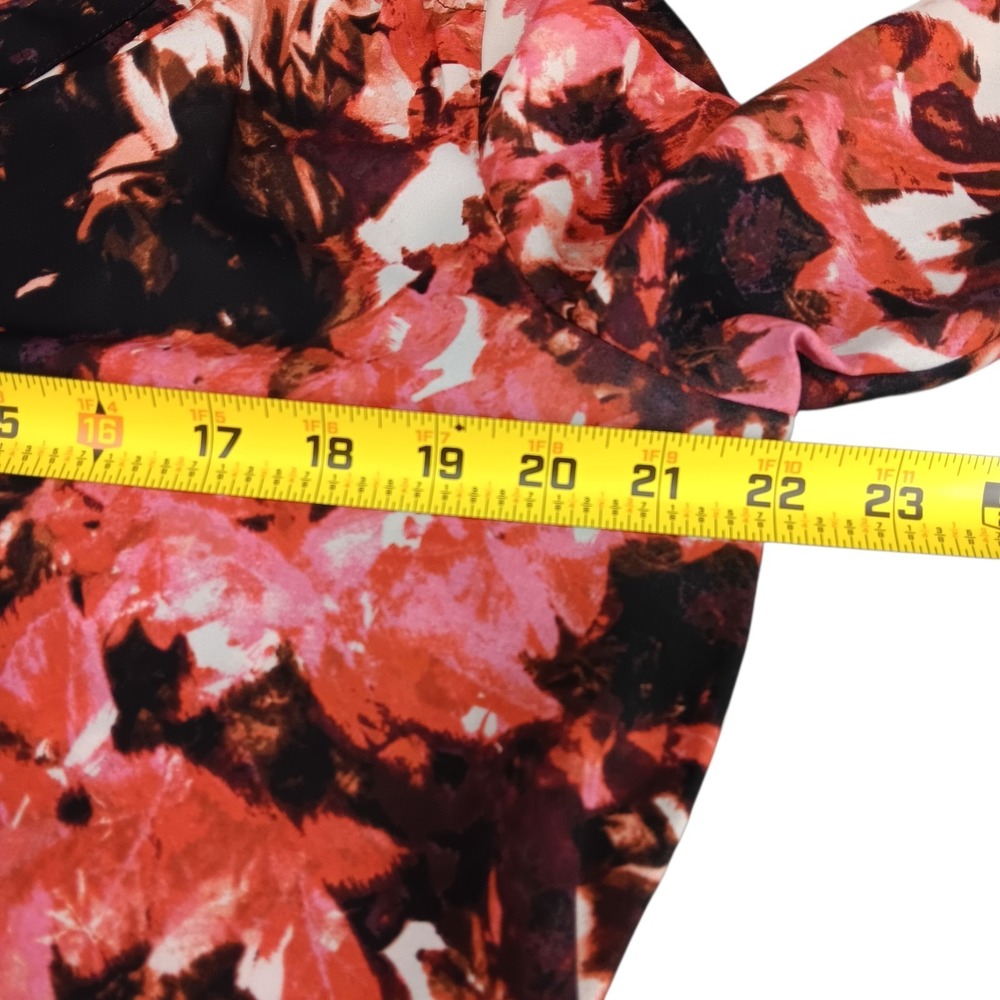 ANA A New Approach Womens Large Floral Blouse V Neck 3/4 Sleeve Top L coral - Picture 7 of 7